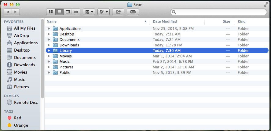 Mac show library in finder