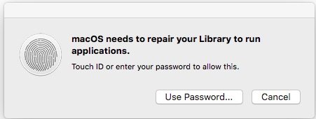 Macos needs to repair your library to run applications high sierra