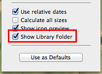 Mac os x show library in home folder 2017